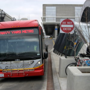 Circulator passes Bikestation in Washington DC