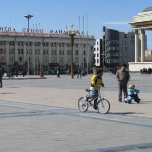 Cycling in Sukhabataar Square 6_UB_April2011_MK