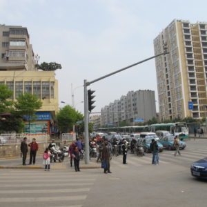 Crosswalk with motorbikes_Kunming_March2011_MK