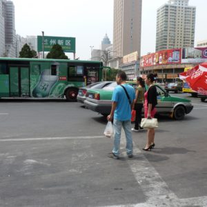 Taxi stand near pedestrian mall 2